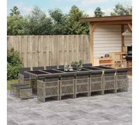 Générique Ensemble Jardin 17 Pcs Table Verre Trempé Chaises Résine Tressée | Coussins épais amovibles, dossiers rabattables, rangement compact, patio repas extérieur