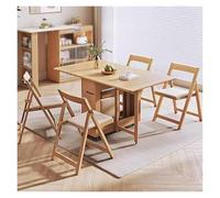 Générique Ensemble Repas avec 4 Chaises À Dossier Et Tiroirs De Rangement | Table Pliable En Bois Sur Roulettes,Table À Abattants Meuble Compact,bureau Petit Pour Intérieur(Natural)