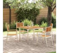 Générique Ensemble Repas extérieur 5 pièces, Set Salle à Manger Jardin Marron avec Cadre Acier Inoxydable et Finition Argent, Design Moderne pour terrasse, mobilier Robuste et Facile