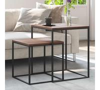 Générique Ensemble Table Basse 2 Pcs Bois Ingenierie Metal | Empilable, Table d'Appoint, Cadre en Fer, Facile à Nettoyer, Pour Salon ou Couloir