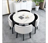 Générique Ensemble Table de Salle à Manger Ronde ou Carrée Avec 4 Chaises - Table de Conférence Moderne - Réception et Cuisine en Bois, 037, 80cm/31.5in