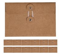 Générique Enveloppes en Papier Kraft Vintage pour Rentrée Scolaire, 20pcs avec Fermeture à Ficelle, Paquet de Rangement Élégant pour Documents et Cartes au Bureau
