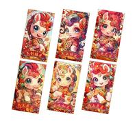 Générique Enveloppes Rouges - 6 pièces de Poche à Motif Cheval, enveloppes en Papier du Nouvel an 2026 pour garçons, Filles, Adultes et Amis, idéales pour Anniversaires, célébrations,