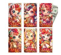 Générique Enveloppes Rouges du Nouvel an - (6 pièces de Papier 16,6 x 8,6 cm) Enveloppes Cadeaux du Festival Chinois | Ensemble de Paquets d'argent Traditionnels pour Adultes et | Paquet Rouge é