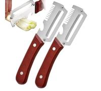 Générique Éplucheur Fruits Et Légumes | 2 Pièces Râpe en Acier Inoxydable - Coupe-Oignons Verts avec Manche Bois Et Ouvre-Bouteille - pour Salade, Oignon Vert, Pomme de Terre, Carotte, potiron