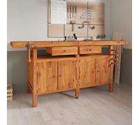 Générique établi avec tiroirs et étaux 192x62x83 cm Bois Massif d'acacia Quincaillerie Accessoires de quincaillerie Organisation & Rangement d'outils établis (Poids 40KG)