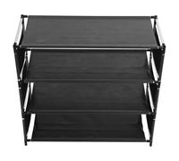 Générique Étagère à Chaussures 4 Niveaux pour Entrée en Acier Galvanisé Noir Tissu, Design Simple et Gain de Place, Facile à Déplacer