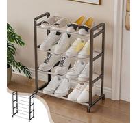 Générique Étagère à Chaussures à 4 Niveaux, Étagère à Chaussures Empilable, Rangement Étroit Et Peu Encombrant pour L'Entrée, Le Placard Et La Chambre (Noir)