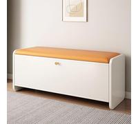 Générique Étagère à Chaussures en Bois Gain de Place avec Trois Portes Pliables et Assise en Similicuir - Rangement pour entrée/Chambre (Blanc, 60 cm)