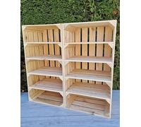 Générique Étagère à Chaussures & Objets en Bois Massif 2-4 Niveaux - Rangement Déco (Court 4 2 boîtes, Naturel)