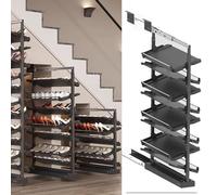 Générique Étagère à Chaussures réglable pour Petits placards, rétractable, Noire (85 cm, 8 Niveaux/H 113-125 cm)