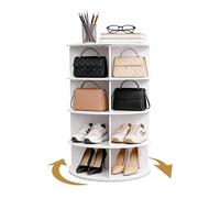 Générique Étagère À Chaussures Rotative À 4 Niveaux, Plateau Tournant À 360°, Rangement Vertical pour Sacs À Main, Rangement pour Placard, Entrée, Chambre, 16 Paires