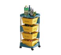 Générique Étagère À Légumes Rotative en Plastique, Panier Rotatif De Rangement for Salle De Bain, Organisateur De Rangement avec roulettes, Mouvement Fluide, for Pommes(Yellow,4 Tiers)