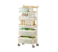 Générique Étagère À Légumes Rotative, Panier De Rangement Rotatif avec Poignée en Bois,Organisateur De Rangement Carré,Panier Amovible for Pommes De Terre,Fruits,oignons(Color 1,5 Tiers)