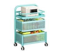 Générique Étagère À Légumes Rotative, Panier Rotatif De Rangement Carré Multicouche, Organisateur De Rangement for Salle De Bain/Cuisine, for Épicerie Aux Fruits, Cors(Blue,3 Tiers)
