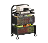 Générique Étagère À Légumes Rotative, Panier Rotatif De Rangement Carré Multicouche, Organisateur De Rangement for Salle De Bain/Cuisine, for Épicerie Aux Fruits, Cors(Black,3 Tiers)