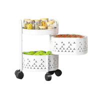 Générique Étagère À Légumes Rotative,Panier Rotatif De Rangement Rond Multicouche,Organisateur De Rangement for Salle De Bain/Cuisine,for Fruits, Pommes De Terre, Oignons(White)