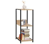 Générique Étagère à Livres Droite Petite Noir et chêne 33,5x39,6x79,7 cm, bibliothèque Salon en Bois d'ingénierie avec Structure en Acier Robuste, 3 étagères de Rangement pour Livres,