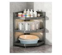 Générique Étagère d'angle réglable pour Salle de Bain, Meuble Triangulaire sur Pied, Organisateur Multi-Niveaux pour espaces restreints (WC), idéal pour dortoir, Chambre(Grey,3 Tiers)