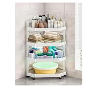Générique Étagère d'angle réglable pour Salle de Bain, Meuble Triangulaire sur Pied, Organisateur Multi-Niveaux pour espaces restreints (WC), idéal pour dortoir, Chambre(Milk,4 Tiers)