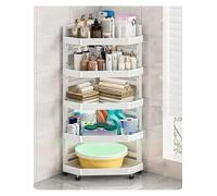 Générique Étagère d'angle réglable pour Salle de Bain, Meuble Triangulaire sur Pied, Organisateur Multi-Niveaux pour espaces restreints (WC), idéal pour dortoir, Chambre(Milk,5 Tiers)