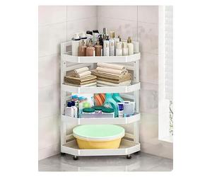 Générique Étagère d'angle réglable pour Salle de Bain, Meuble Triangulaire sur Pied, Organisateur Multi-Niveaux pour espaces restreints (WC), idéal pour dortoir, Chambre(Milk,4 Tiers)