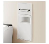 Générique Étagère de Douche en Acier Inoxydable avec Poubelle intégrée - Étagère Murale étanche à Deux Niveaux pour Salle de Bain, encastrée, Blanche, 60 x 28 x 13,5 cm, Solution Gain de Place