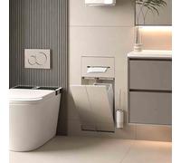 Générique Étagère de Douche encastrée avec Porte-Brosse WC, Porte-Papier Toilette et Poubelle, Niche de Rangement Ouverte, Blanche, 62,8 x 32,4 x 14 cm - Organisateur de Salle de Bain Gain de Place