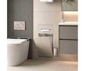 Générique Étagère de Douche encastrée avec Porte-Brosse WC, Porte-Papier Toilette et Poubelle, Niche de Rangement Ouverte, Blanche, 62,8 x 32,4 x 14 cm - Organisateur de Salle de Bain Gain de Place