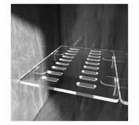 Générique Étagère Douche Acrylique sans Perçage, Insert Niche, 5mm, Étanche | Ajustement Précis, Charge 5KG, Fentes de Drainage, Pads Adhésifs 3mm, Pose Sans Outils(Clear,40x40cm/15.7x15.7in)