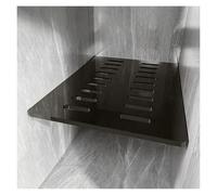 Générique Étagère Douche Acrylique sans Perçage, Insert Niche, 5mm, Étanche | Ajustement Précis, Charge 5KG, Fentes de Drainage, Pads Adhésifs 3mm, Pose Sans Outils(Black,20x25cm/7.9x9.8in)