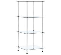 Générique Étagère en Verre Trempé 4 Niveaux Transparente 40x40x100 cm, Vitrine Contemporaine avec Structure en Acier Inoxydable, Idéale pour Salon, Bureau ou Salle de Bain