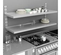 Générique Étagère Murale à 2 Niveaux en Acier Inoxydable 150x30 cm, étagère de Cuisine Robuste avec capacité de Charge 40 kg, inclut matériel de Montage pour Rangement Assiettes