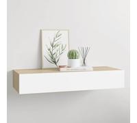 Générique Étagère Murale à tiroirs Chêne et Blanc 60 x 23,5 x 10 cm MDF,Meubles, Étagères, Étagères murales & corniches,330263