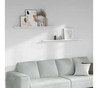 Générique Étagère Murale en Bois 2 Pièces Marbre Blanc 115 x 9 x 3 cm, Design Modulable pour Salon, Chambre ou Bureau, Rangement et Décoration Mural