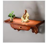 Générique Étagère Murale en Bois Sculpté pour Bouddhiste - Présentoir Flottant Antique pour Statue, Pooja, Encens Et Méditation(Brown,60x30x20cm)