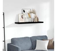 Générique Étagère Murale Flottante Noir Brillant 90x23,5x3,8 cm, MDF nid d'abeille avec Cadre métallique, Design Moderne pour Livres, distinctions et décorations, Montage Invisible Facile