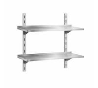 Générique Étagère Murale INOX Double 120 cm - Système à Crémaillère Réglable - Rangement Cuisine Professionnelle