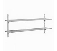 Générique Étagère Murale INOX Double 200 cm - Crémaillère Réglable - Rangement Cuisine Professionnelle