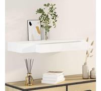 Générique Étagère Murale MDF Blanc avec 1 tiroir, Rangement pour Livres, DVD, clés et bibelots, système de Montage Invisible Inclus