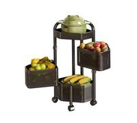 Générique Étagère Rotative for Légumes Et Fruits, Organisateur De Rangement avec roulettes, Panier De Rangement Rotatif, Peut Être Utilisé comme Panier De Lavage Légumes(Black,3 Tiers)