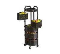 Générique Étagère Rotative for Légumes Et Fruits, Organisateur De Rangement avec roulettes, Panier De Rangement Rotatif, Peut Être Utilisé comme Panier De Lavage Légumes(Black,5 Tiers)