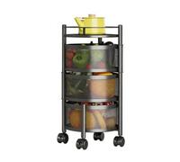 Générique Étagère Rotative for Légumes Et Fruits, Panier Rotatif De Rangement Mobile, Organisateur De Rangement for Salle De Bain, for Pommes De Terre, Oignons Et Fruits(Black,4 Tiers)
