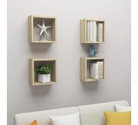 Générique Étagères Cube murales 4 pcs Chêne Sonoma 30x15x30 cm,Meubles,Étagères,Étagères murales & corniches,Brun,8.82 KG,807008