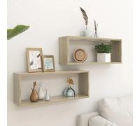 Générique Étagères murales Cube 2 pcs Chêne Sonoma Bois d’ingénierie,Meubles,Étagères,Étagères murales & corniches,Brun,5.73 KG,807142