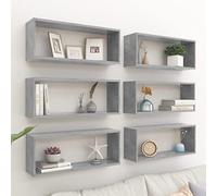 Générique Étagères murales Cube 6 pcs Gris béton Bois d’ingénierie,Meubles,Étagères,Étagères murales & corniches,Gris,18.27 KG,807147