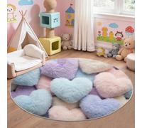 Générique Fantaisie Amour Tapis Rond pour Enfant - Motif Cœur Multicolore - 60 cm Tapis Rond Antidérapant et Doux pour Chambre d'enfant Salle de Jeux Chambre d'adolescent Salon, Bleu Violet