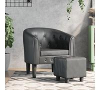 Générique Fauteuil Cabriolet Moderne en Similicuir Gris avec Repose-Pied, Boutons décoratifs, Cadre en contreplaqué et pin, Assise rembourrée Confortable pour Salon ou Chambre, capacité 110