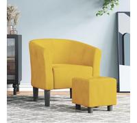 Générique Fauteuil Cabriolet Moderne Velours Jaune avec Repose-Pied, Chaise Salon Confortable rembourrée, Cadre en contreplaqué et pin, Charge Max 110 kg, pour Salon Chambre Bureau