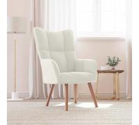 Générique Fauteuil de Relaxation Blanc crème en Velours capitonné, Confortable avec Dossier à Blocs, Cadre en Acier et Pieds en Bois, capacité 110 kg